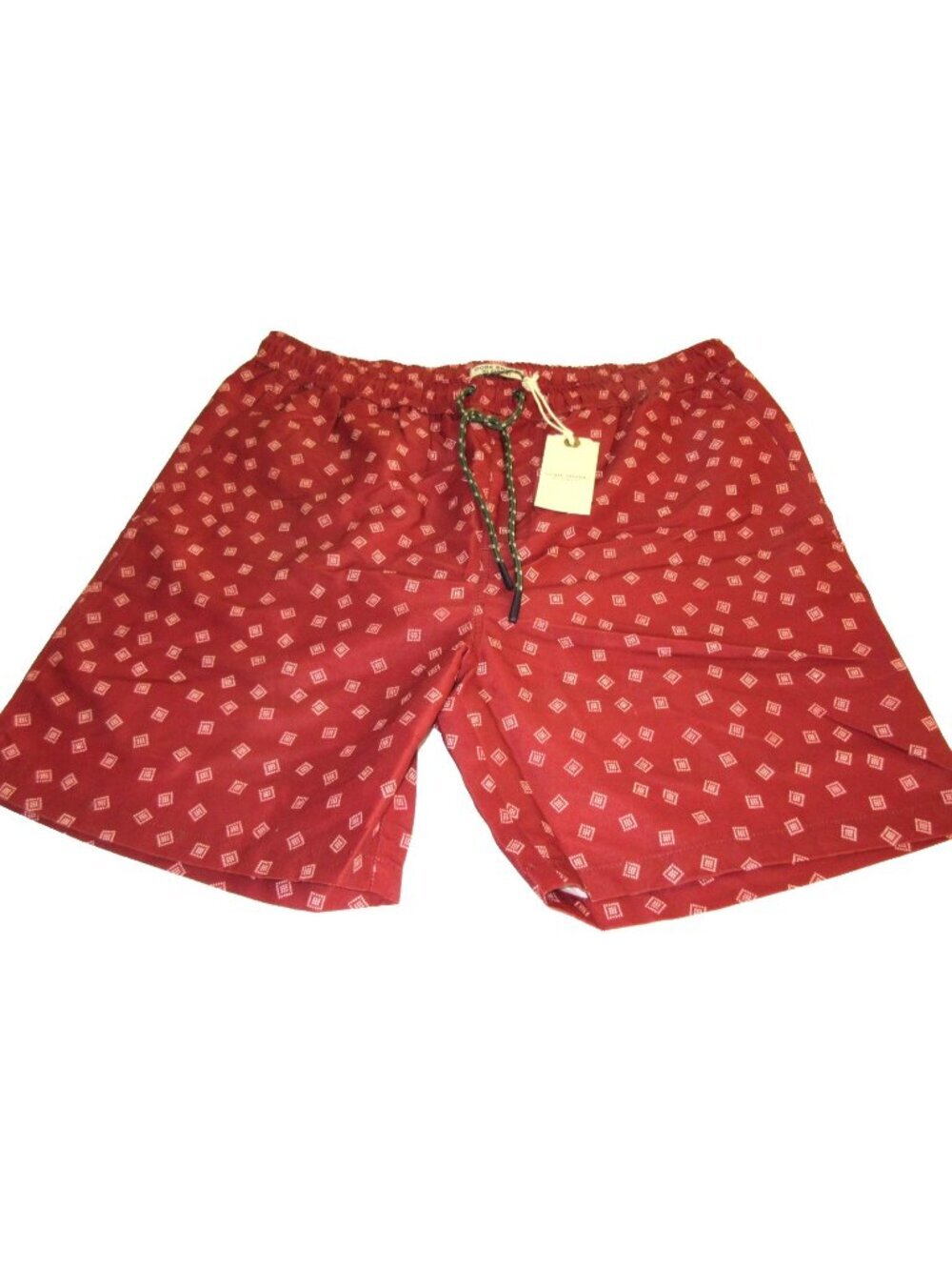 Oobe Brand Men's Kona Swim Trunks Red White Dotted Squares Lined Size XL NWT